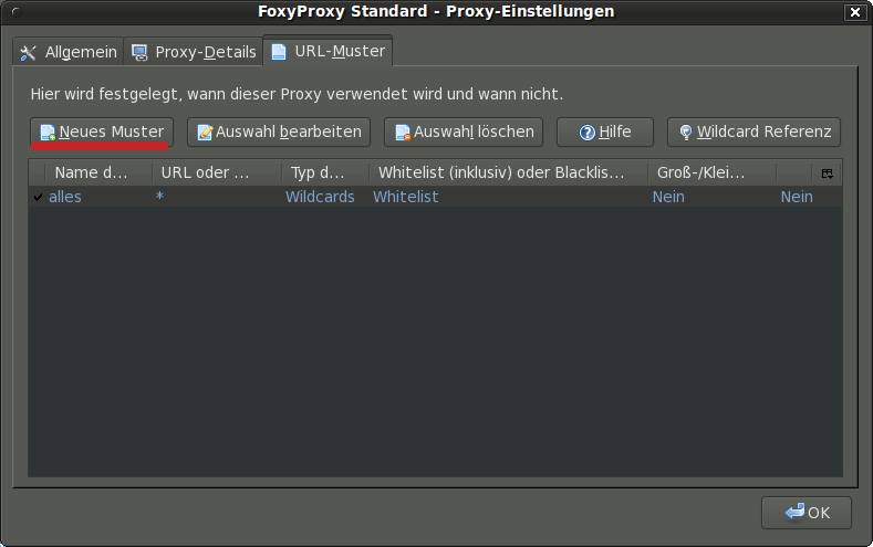 FoxyProxy Proxy-Einstellungen